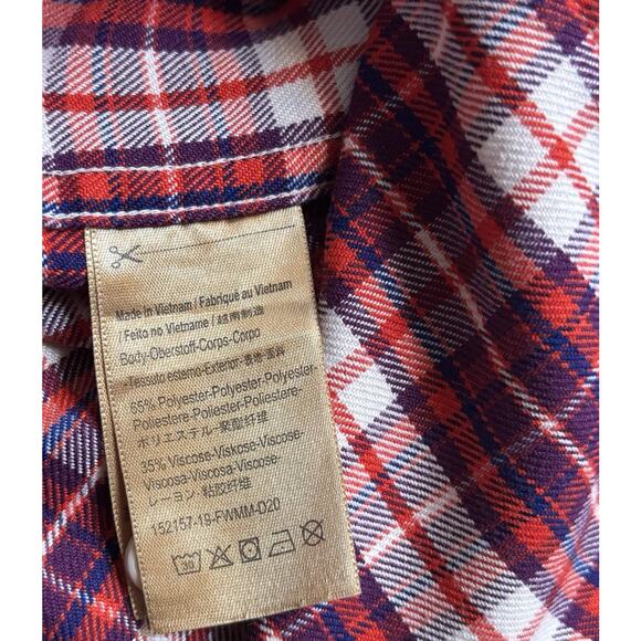 Scotch & Soda Red Purple Plaid Flannel Button Down Shirt Regular Fit Men’s XL - Picture 8 of 8